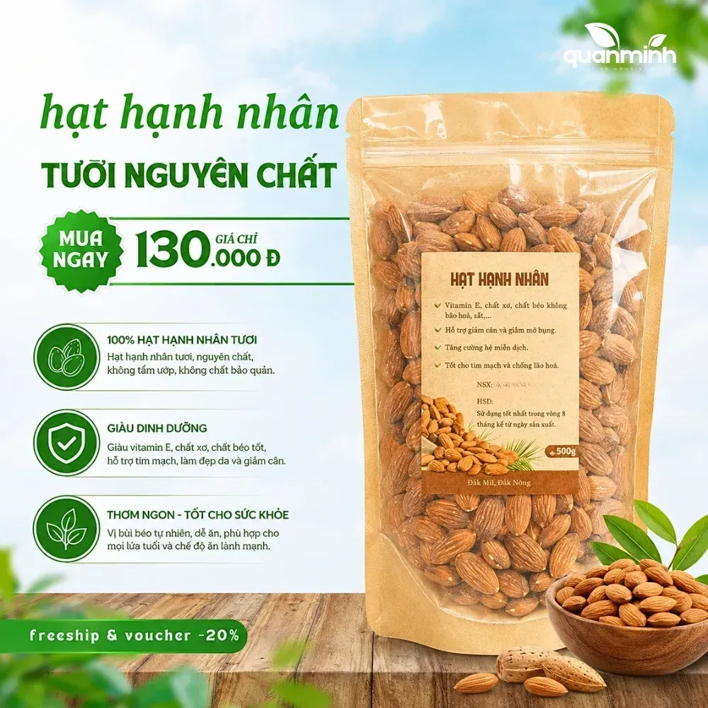 500gr Hạnh nhân tươi CAOFOOD nhập khẩu chính ngạch từ Mỹ - dùng nấu sữa, nấu cháo, ngũ cốc dinh dưỡng 500gr Hạnh nhân tươi CAOFOOD nhập khẩu chính ngạch từ Mỹ - dùng nấu sữa, nấu cháo, ngũ cốc dinh dưỡng