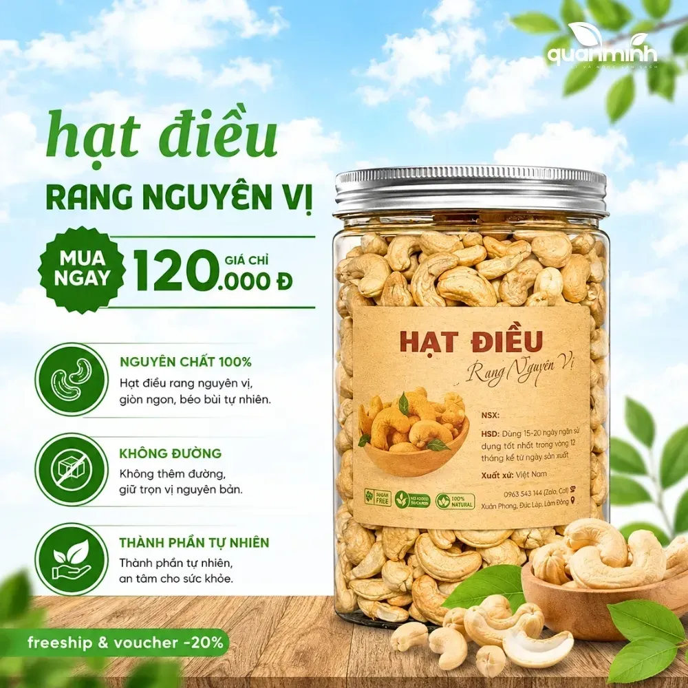500gr Hạt Điều Rang Nguyên Vị CAOFOOD Giòn Béo Tự Nhiên Không Muối Không Đường Ăn Kiêng Healthy 500gr Hạt Điều Rang Nguyên Vị CAOFOOD Giòn Béo Tự Nhiên Không Muối Không Đường Ăn Kiêng Healthy
