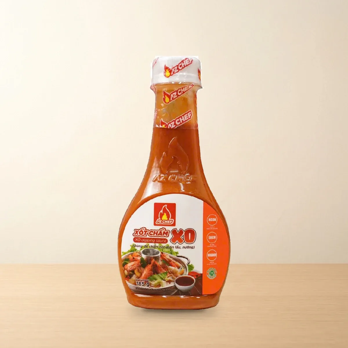 Bao bì Xốt Chấm XO AZ Chef Chai 185 g chính hãng Bao bì Xốt Chấm XO AZ Chef Chai 185 g chính hãng