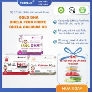 Bộ 3 sản phẩm Chela Ferr Forte, Chela Calcium D3, Gold DHA - Bổ Sung Sắt, Canxi, DHA, Axit Folic Cho Bà Bầu Và Mẹ Sau Sinh