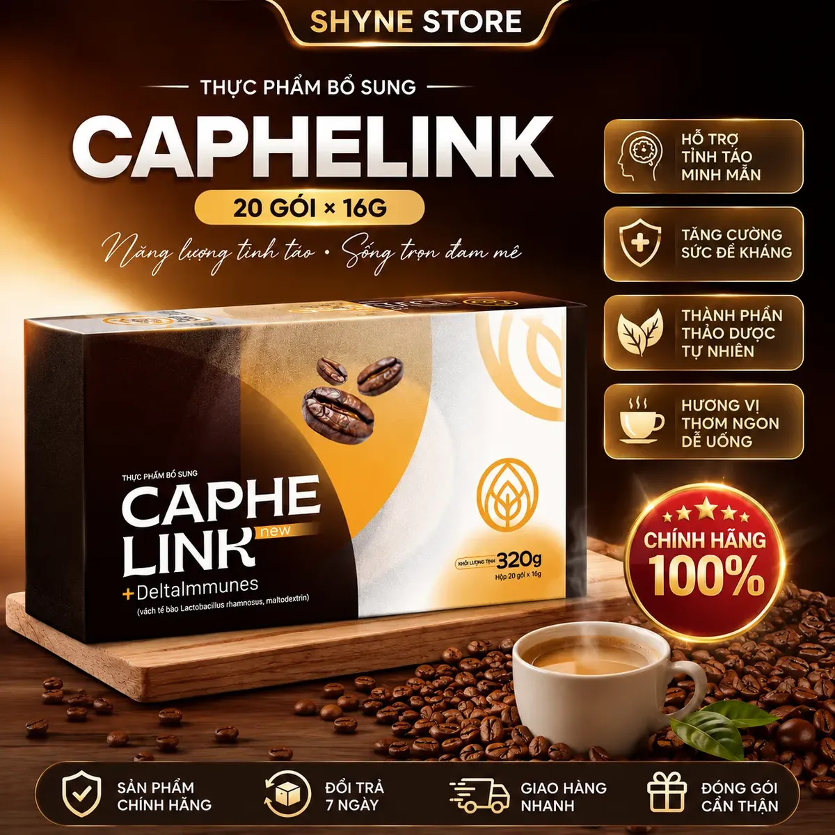Caphelink New Cà Phê Hòa Tan Giúp Tỉnh Táo Minh Mẫn Cho Người Làm Việc Học Tập