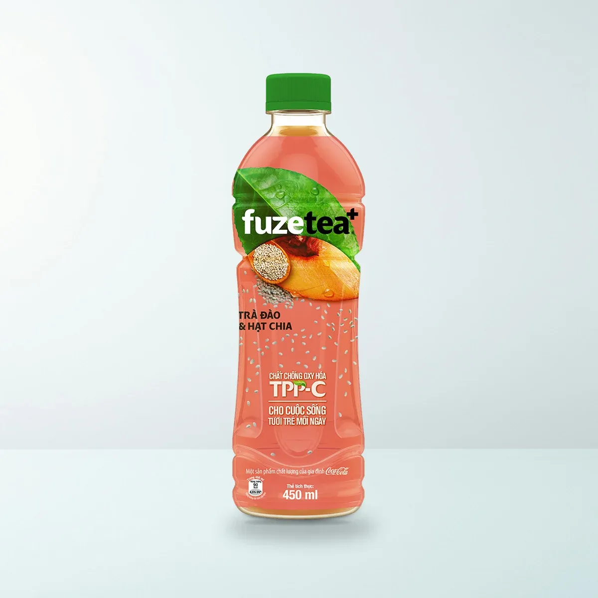 Thực Phẩm Bổ Sung: Trà Đào Và Hạt Chia Fuze Tea Chai Nhựa PET 450 ml — Ảnh sản phẩm chính hãng Thực Phẩm Bổ Sung: Trà Đào Và Hạt Chia Fuze Tea Chai Nhựa PET 450 ml — Ảnh sản phẩm chính hãng