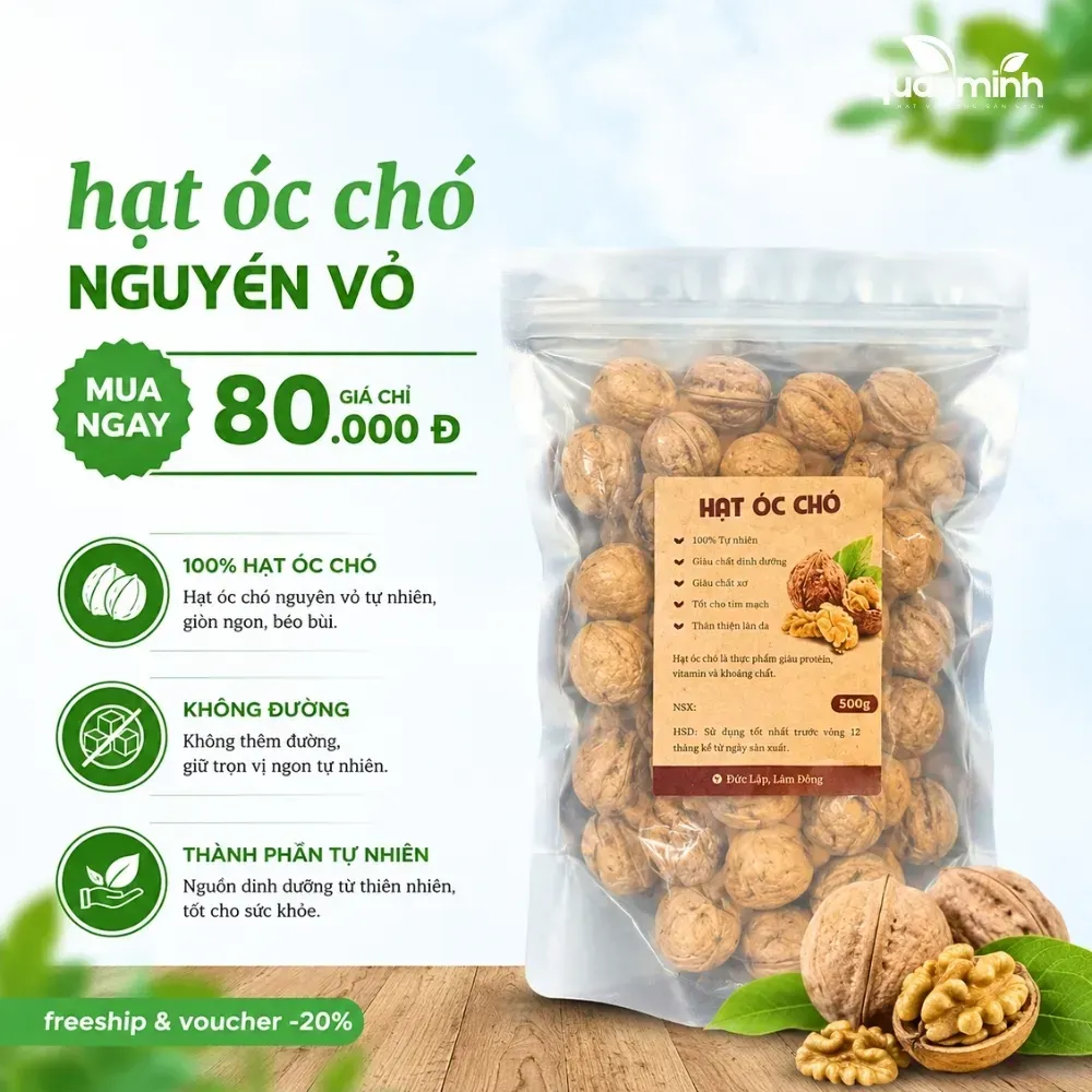 Hạt óc chó nguyên vỏ 500GR CAO Food nhập khẩu Mỹ - Hạt dinh dưỡng cao cấp, giàu protein và chất béo tốt cho sức khỏe Hạt óc chó nguyên vỏ 500GR CAO Food nhập khẩu Mỹ - Hạt dinh dưỡng cao cấp, giàu protein và chất béo tốt cho sức khỏe