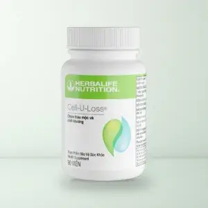 Lọ Thực Phẩm Bảo Vệ Sức Khỏe Herbalife Cell-U-Loss 90 viên màu trắng biểu tượng giọt nước xanh