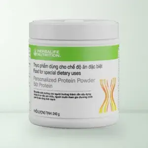 Hộp Thực Phẩm Dùng Cho Chế Độ Ăn Đặc Biệt Bột Protein Herbalife Nutrition 240g màu trắng dải xanh lá