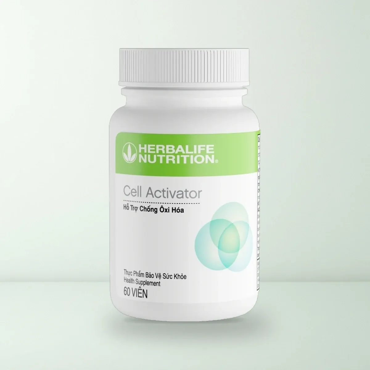 Health Supplement: Herbalife Cell Activator (60 Tablets) Lọ Thực Phẩm Bảo Vệ Sức Khỏe Herbalife Cell Activator 60 viên màu trắng họa tiết vòng tròn xanh ngọc