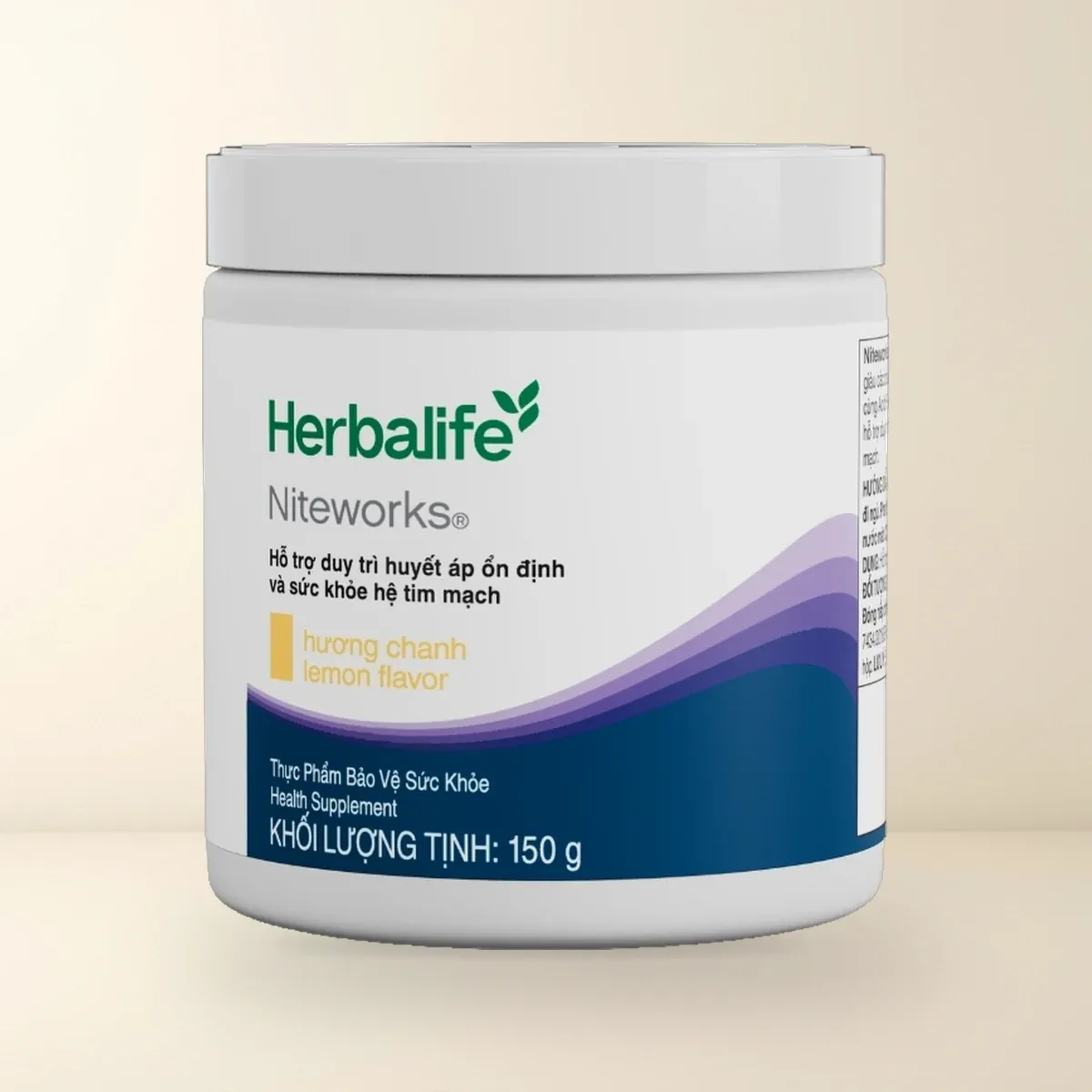 Thực Phẩm Bảo Vệ Sức Khỏe: Niteworks® Hộp Thực Phẩm Bảo Vệ Sức Khỏe Herbalife Niteworks hương chanh 150g nhãn sóng tím và xanh đậm