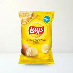 Bao bì mặt trước Snack Khoai Tây Lay's Vị Khoai Tây Tự Nhiên Classic Gói 150 g chính hãng Lay's