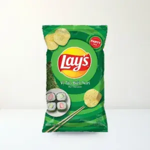 Bao bì mặt trước Snack Khoai Tây Lay's Vị Tảo Biển Nori Gói 90 g chính hãng Lay's