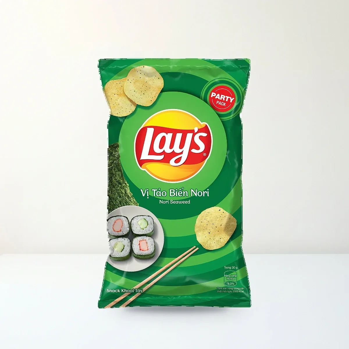Bao bì mặt trước Snack Khoai Tây Lay's Vị Tảo Biển Nori Gói 90 g chính hãng Lay's Bao bì mặt trước Snack Khoai Tây Lay's Vị Tảo Biển Nori Gói 90 g chính hãng Lay's