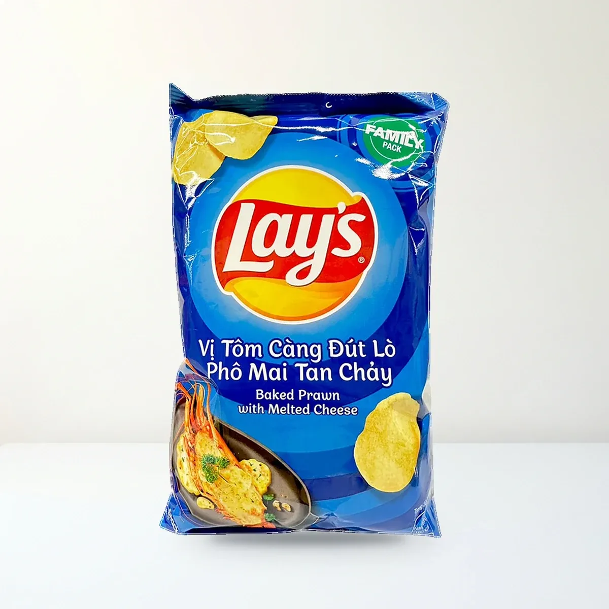 Bao bì mặt trước Snack Khoai Tây Lay's Vị Tôm Càng Đút Lò Phô Mai Tan Chảy Gói 150 g chính hãng Lay's Bao bì mặt trước Snack Khoai Tây Lay's Vị Tôm Càng Đút Lò Phô Mai Tan Chảy Gói 150 g chính hãng Lay's