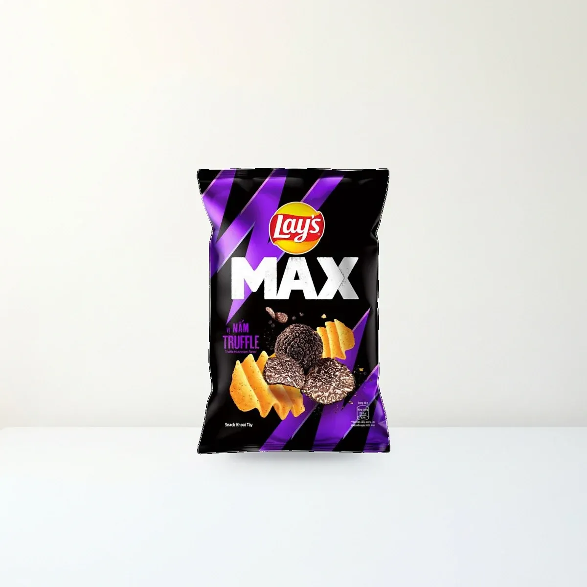 Bao bì mặt trước Snack Khoai Tây Lay's Max Vị Nấm Truffle Gói 75 g chính hãng Lay's Bao bì mặt trước Snack Khoai Tây Lay's Max Vị Nấm Truffle Gói 75 g chính hãng Lay's