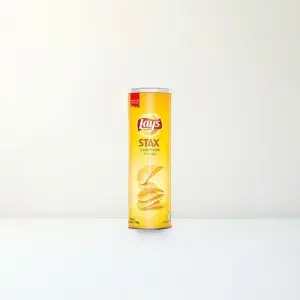 Bao bì mặt trước Snack Khoai Tây Miếng Lay's Stax Vị Tự Nhiên Lon 160 g chính hãng Lay's