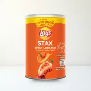 Bao bì mặt trước Snack Khoai Tây Miếng Lay's Stax Vị Tôm Hùm Nướng Ngũ Vị Lon 40 g chính hãng Lay's