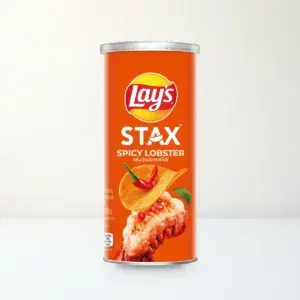 Bao bì mặt trước Snack Khoai Tây Miếng Lay's Stax Vị Tôm Hùm Nướng Ngũ Vị Hộp 65 g (Lon 65 g) chính hãng Lay's