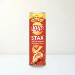Bao bì mặt trước Snack Khoai Tây Miếng Lay's Stax Vị Tôm Hùm Nướng Ngũ Vị Lon 90 g chính hãng Lay's