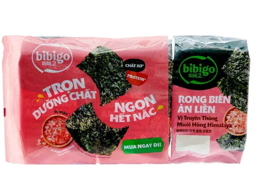 Lốc 3 gói rong biển ăn liền Bibigo vị truyền thống muối hồng Himalaya 4g Lốc 3 gói rong biển ăn liền Bibigo vị truyền thống muối hồng Himalaya 4g