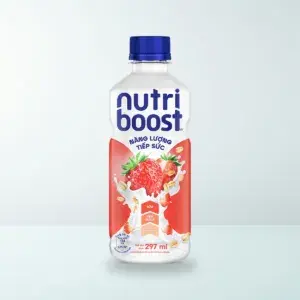 Thực Phẩm Bổ Sung: Nước Uống Sữa Trái Cây Nutriboost Hương Dâu Chai Nhựa PET 297 ml — Ảnh sản phẩm chính hãng