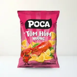 Bao bì mặt trước Snack Poca Vị Tôm Hùm Nướng Gói 60 g chính hãng Poca