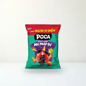 Bao bì mặt trước Snack Poca Mũ Pháp Sư Vị Bắp Ngọt Gói 58 g chính hãng Poca