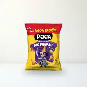 Bao bì mặt trước Snack Poca Mũ Pháp Sư Vị Phô Mai Gói 58 g chính hãng Poca