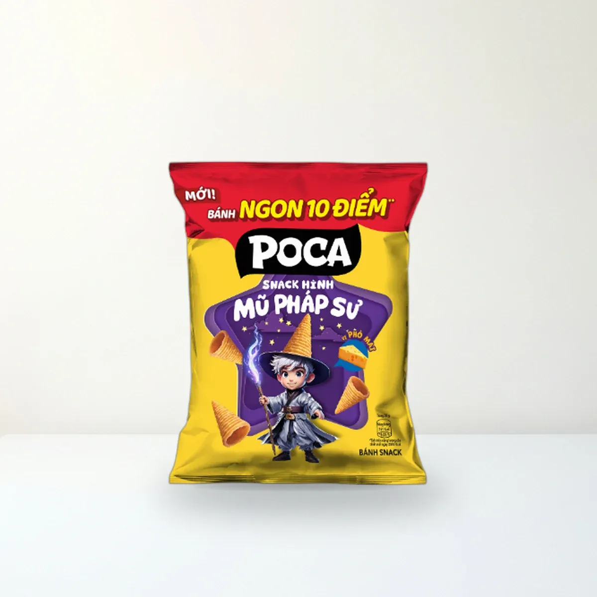 Bao bì mặt trước Snack Poca Mũ Pháp Sư Vị Phô Mai Gói 58 g chính hãng Poca Bao bì mặt trước Snack Poca Mũ Pháp Sư Vị Phô Mai Gói 58 g chính hãng Poca