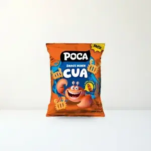 Bao bì mặt trước Snack Poca Hình Cua Vị Sườn Nướng BBQ Gói 60 g chính hãng Poca