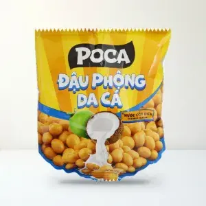 Bao bì mặt trước Đậu Phộng Da Cá Poca Nutz Vị Nước Cốt Dừa Gói 68 g chính hãng Poca