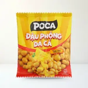 Bao bì mặt trước Đậu Phộng Da Cá Poca Nutz Vị Phô Mai Gói 68 g chính hãng Poca