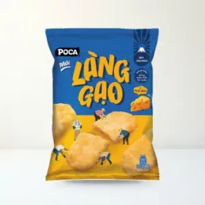 Bao bì mặt trước Bánh Gạo Poca Làng Gạo Vị Phô Mai Gói 108 g (18 Gói x 6 g) (Gói 108 g (18 gói nhỏ x 6 g)) chính hãng Poca