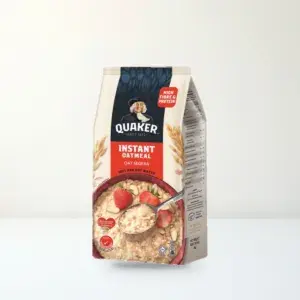 Bao bì mặt trước Yến Mạch Ăn Liền Quaker Gói 1 kg (Instant Oatmeal) (Gói 1 kg (1000 g)) chính hãng Quaker