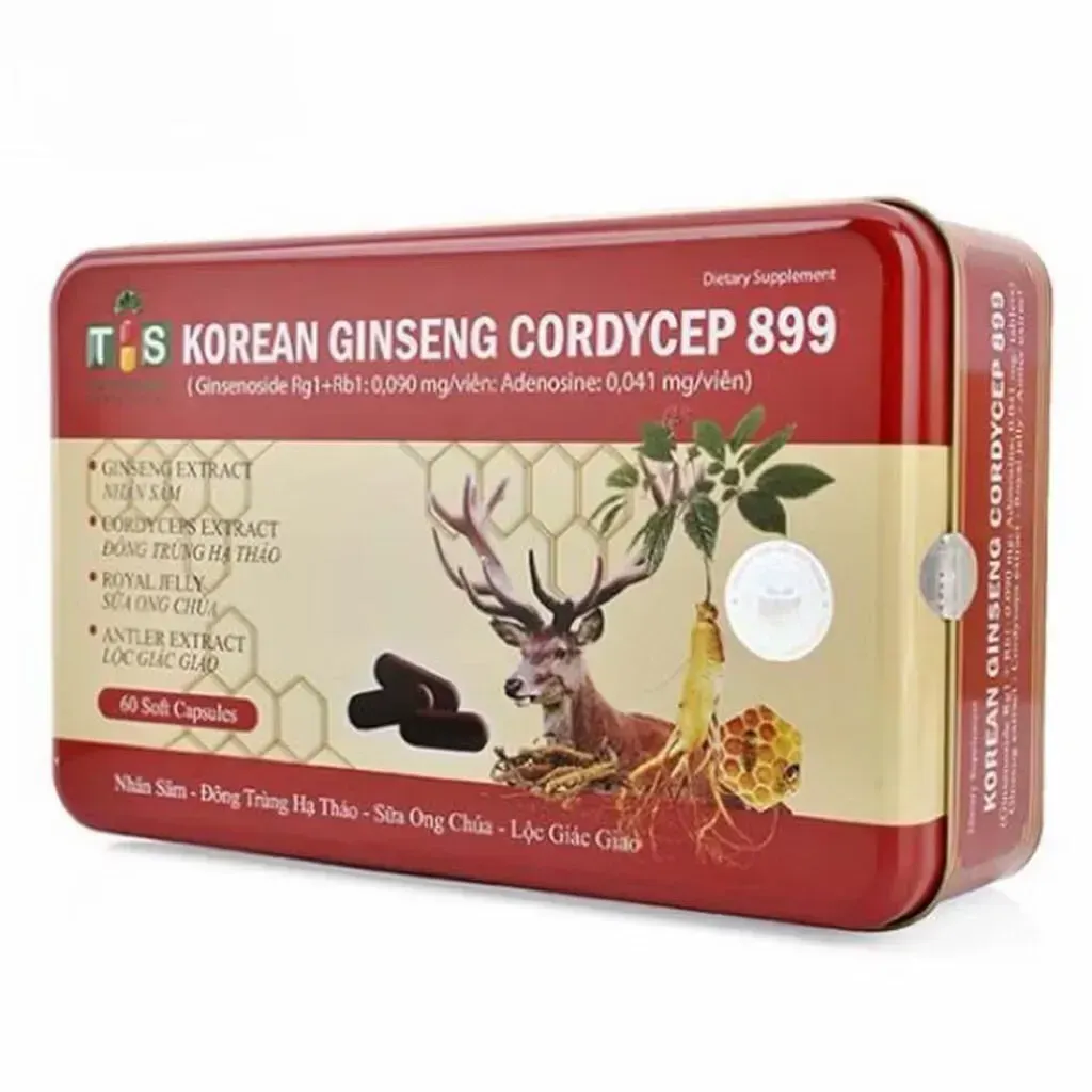Sâm Thiếc Korean Ginseng Cordycep 899 (Hộp 60 viên) Hỗ trợ bồi bổ cơ thể, nâng cao sức đề kháng, giảm căng thẳng mệt mỏi Sâm Thiếc Korean Ginseng Cordycep 899 (Hộp 60 viên) Hỗ trợ bồi bổ cơ thể, nâng cao sức đề kháng, giảm căng thẳng mệt mỏi