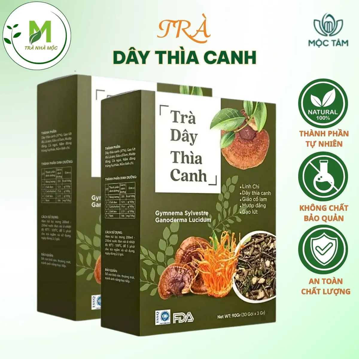 Trà Dây Thìa Canh Linh Chi Mộc Tâm Hỗ Trợ Ổn Định Đường Huyết- Huyết Áp & Gan Nhiễm Mỡ Hộp 30 túi lọc x 3gr Trà Dây Thìa Canh Linh Chi Mộc Tâm Hỗ Trợ Ổn Định Đường Huyết- Huyết Áp & Gan Nhiễm Mỡ Hộp 30 túi lọc x 3gr