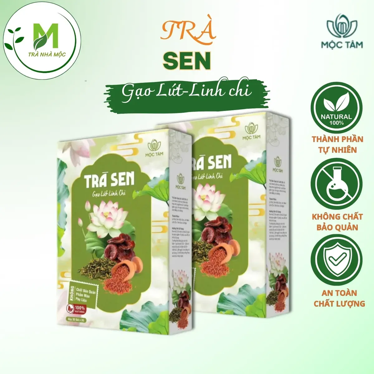 Trà Sen Gạo Lứt Linh Chi Mộc Tâm giúp Giải Nhiệt, Thải Mỡ, Giúp Ngủ Ngon, Hộp 30 Túi Lọc Trà Sen Gạo Lứt Linh Chi Mộc Tâm giúp Giải Nhiệt, Thải Mỡ, Giúp Ngủ Ngon, Hộp 30 Túi Lọc