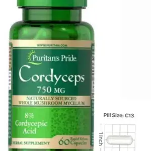 Viên uống Cordyceps 750mg Puritan's Pride - Đông trùng hạ thảo Mỹ, hỗ trợ sức khỏe, miễn dịch, tăng cường sinh lực - 60 viên