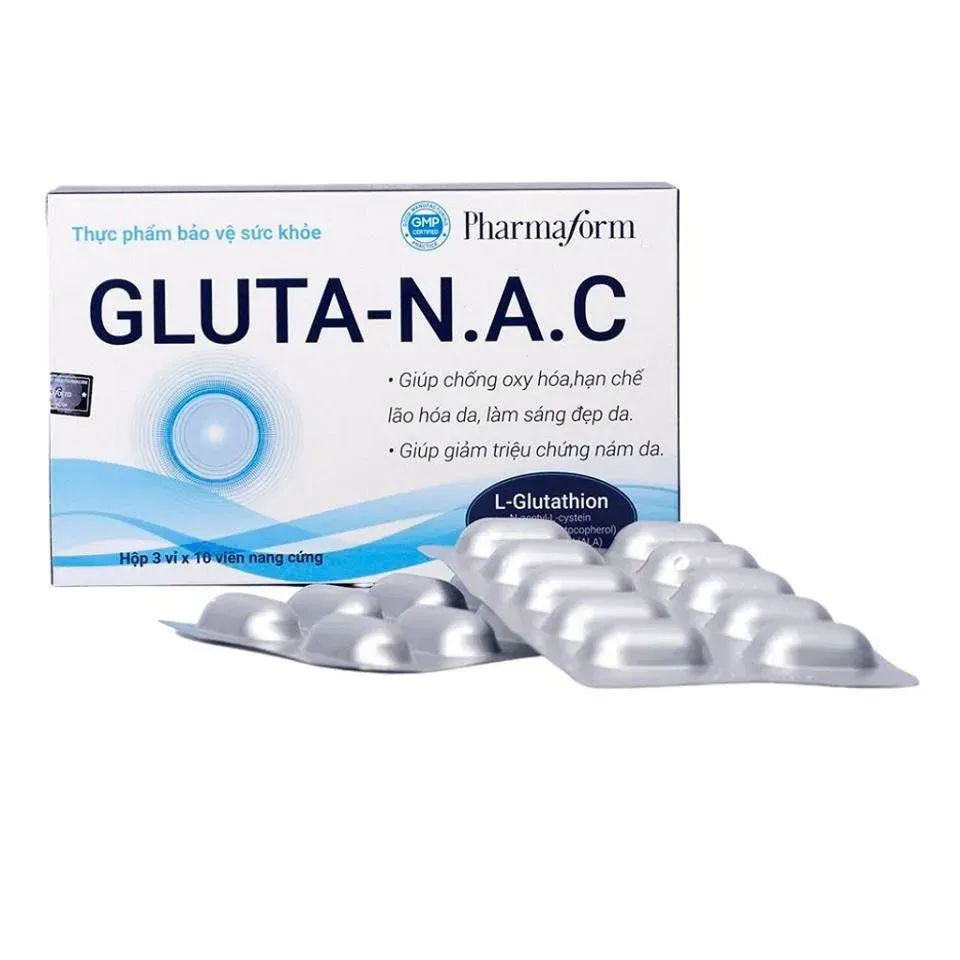 Viên uống làm sáng da Pharmaform Gluta-N.A.C - Hỗ trợ chống oxy hóa sáng da, 30 viên Viên uống làm sáng da Pharmaform Gluta-N.A.C - Hỗ trợ chống oxy hóa sáng da, 30 viên