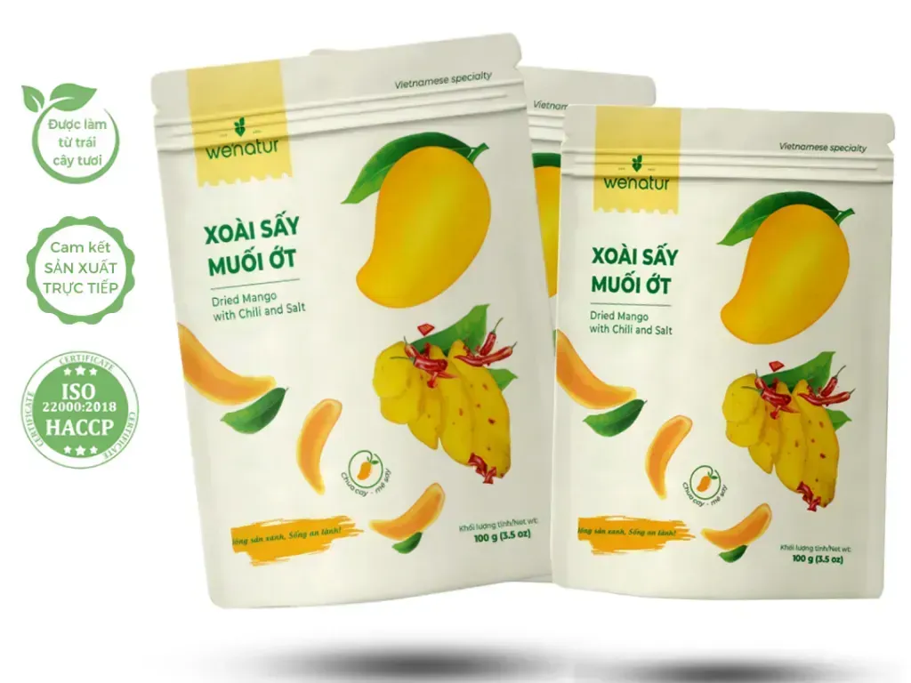 Xoai say muoi ot Dinh Nam Wenatur Sachet 100g Xoài sấy muối ớt Đỉnh Nam Wenatur gói 100g